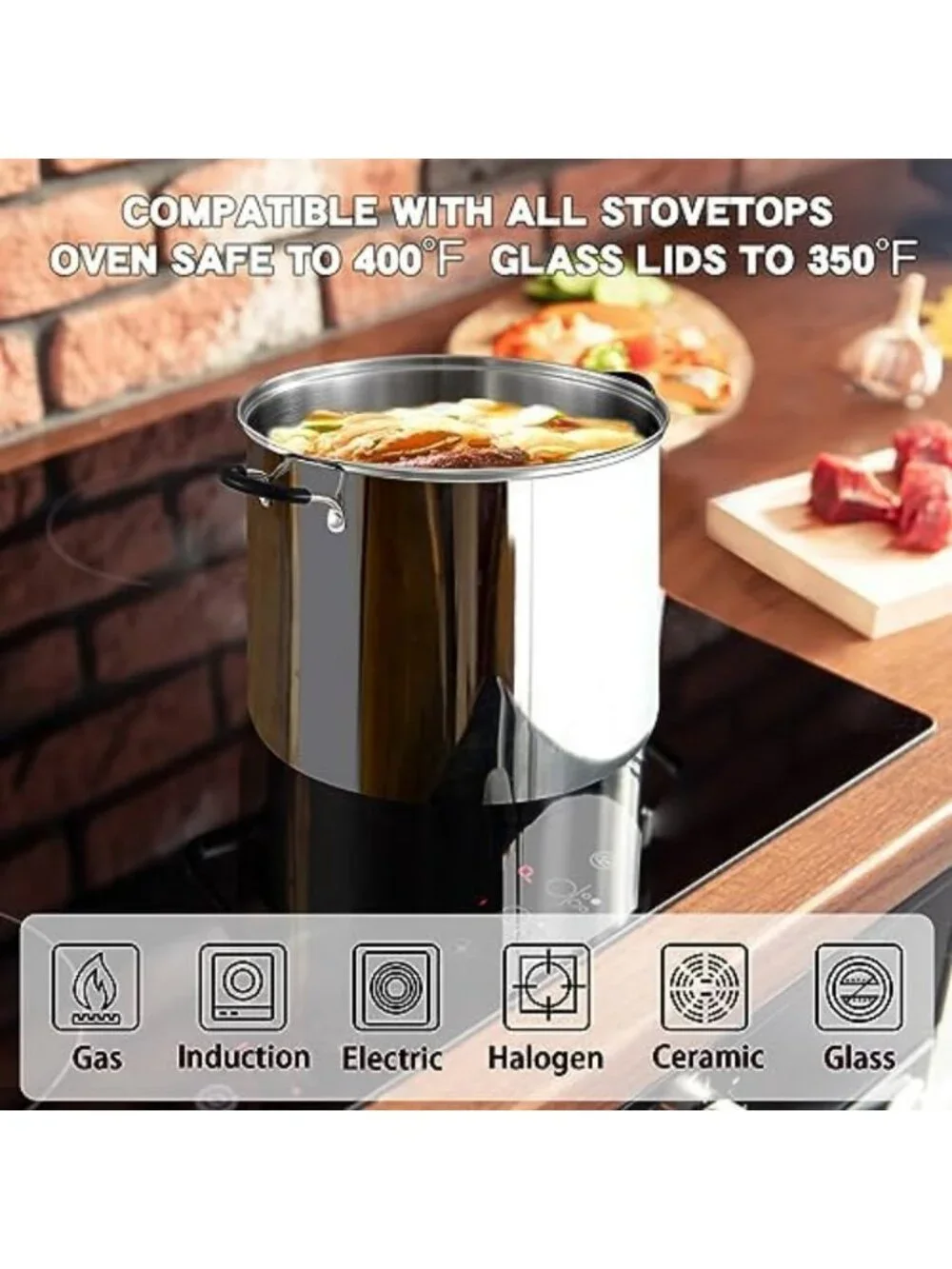 8 Quart Stainless Steel Stock Pot with Lid - Durable, Heavy-Duty Cooking